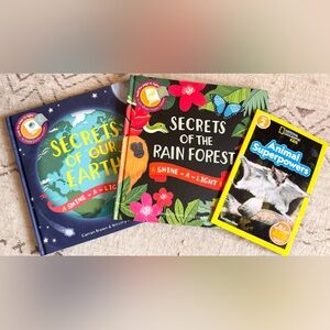 Usborne Shine a Light + Natl Geographic Book Bundle | Homeschool Science | 3 Bks